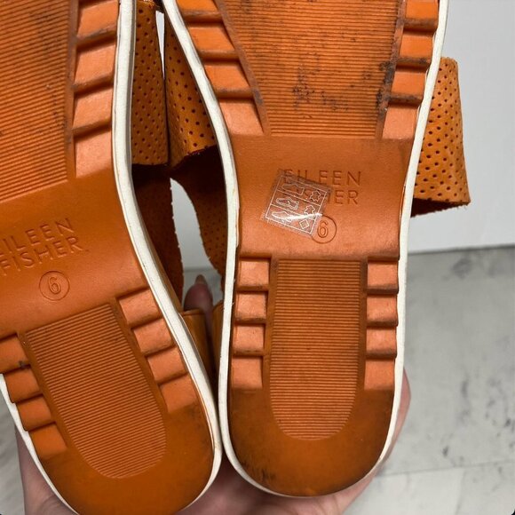 Eileen Fisher Orange Wedge Sandal 6 - Picture 12 of 13